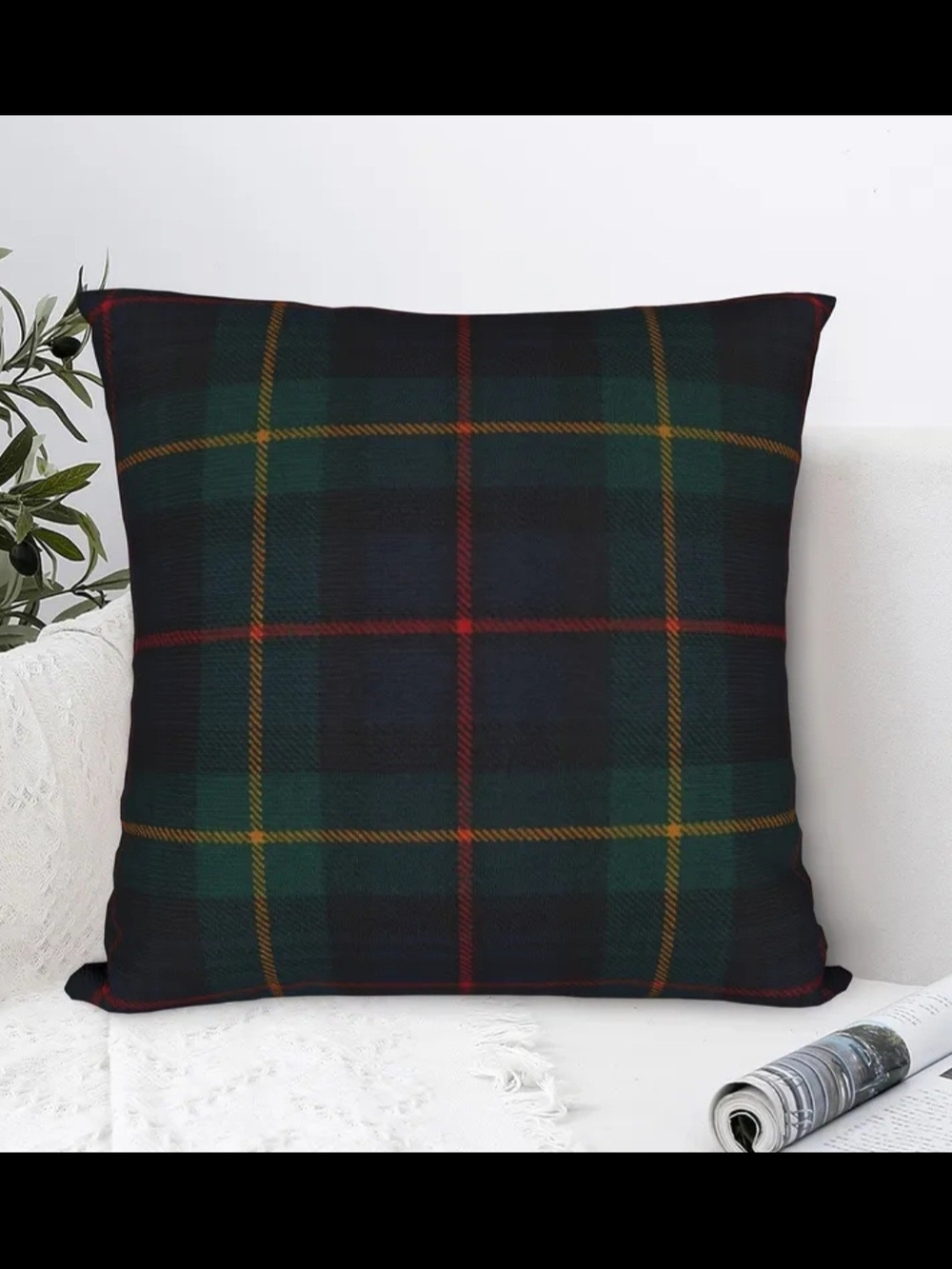 Plaid Green & Black  Throw Pillow - Beautiful